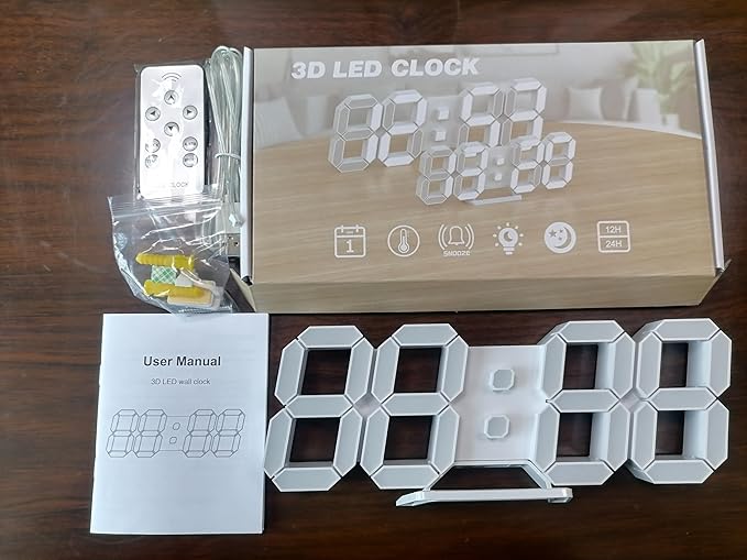 EDUP HOME 3D LED Digital Wall Clock/Desk Alarm Clock - Image 9
