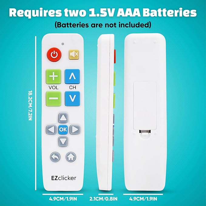 EZclicker Plus Big Button Universal TV Remote Simple Easy to Use, Works - Image 7