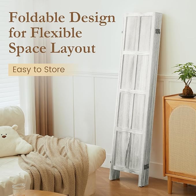 ALeesing 6 Panel Room Divider, 5.6Ft Wood Room Dividers and Folding Privacy - Image 4