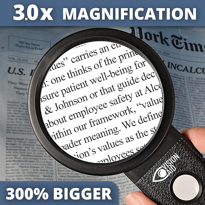 30x Hands-Free Magnifier with USB Rechargeable Ultra Bright LED Lights and Case - Image 2