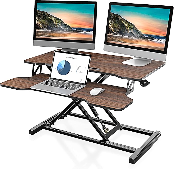 FITUEYES Height Adjustable Standing Desk 32” Wide Sit to Stand Converter Stand by FITUEYES