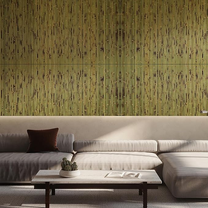 OUZUGIE 1 Pack 96x48 Inch Natural Bamboo Wall Panel – Green Burned Pole Wrap - Image 9