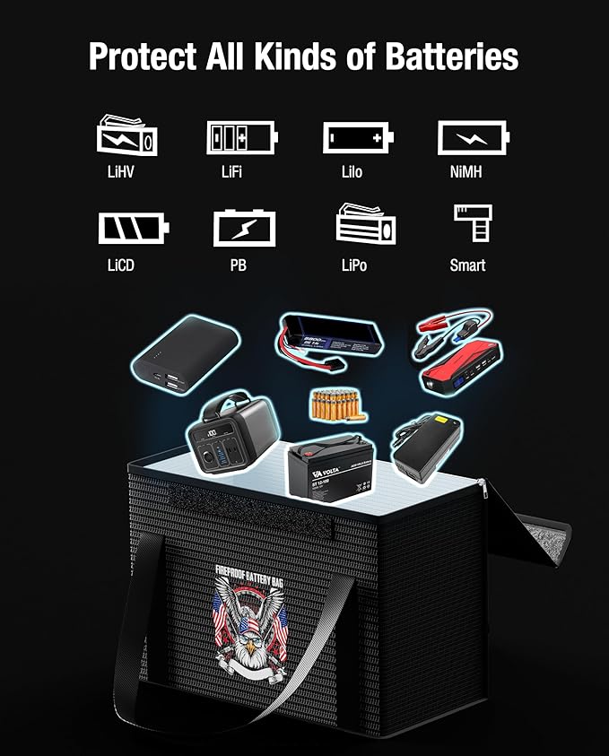 sumaxium 12V 100Ah LiFePO4 Lithium Battery Fireproof Safe Bag, Large Capacity - Image 4