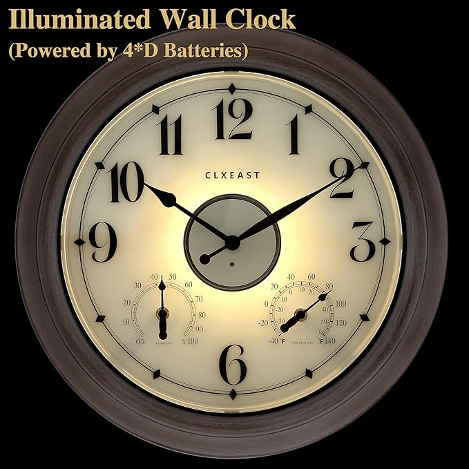 CLXEAST 18 Inch Illuminated Outdoor Clock - Image 4