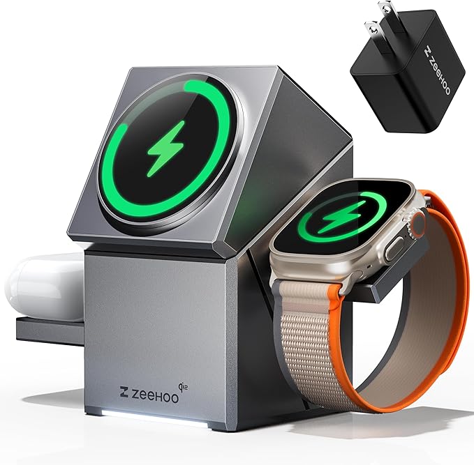 ZEEHOO 3 in 1 Charging Station for Apple, iPhone Mag-Safe Charger, Qi2 Certified by ZEEHOO%C2%AE