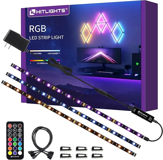Hitlights LED Strip Lights 3 Pcs 1.64FT RGB Small LED Light Strips Kit Dimmable by HitLights