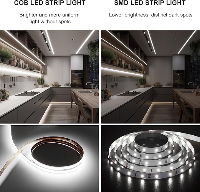 Pandery COB LED Strip 5m, 16.4ft LED Strip Lights, Touch Dimmable LED Strips - Image 6
