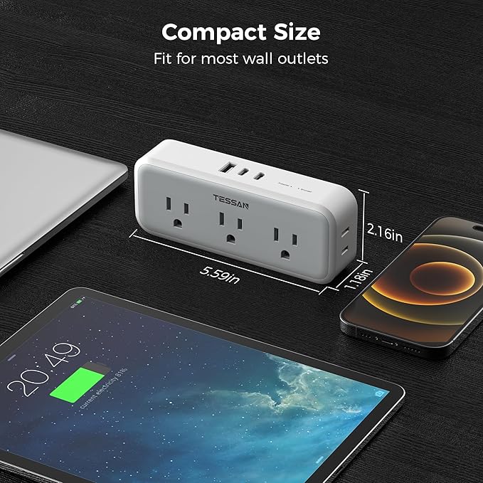 Multi Plug Outlet Extender, Wall Charger, TESSAN Multiple Plug Surge Protector - Image 5