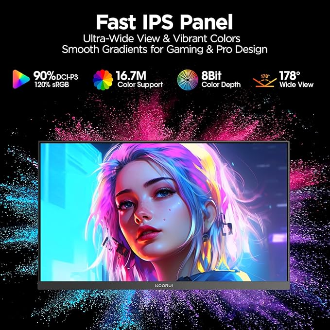 KOORUI 24" Gaming Monitor, 180Hz 1ms Fast IPS Monitor, 1440P HDR400 Display - Image 6