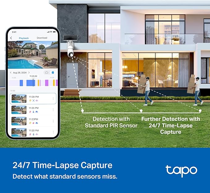 Tapo 4K Outdoor Camera Wireless, Battery Camera w/Solar Panel, 360° View - Image 10