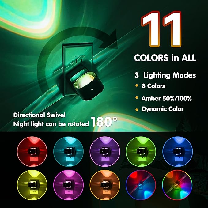 L LOHAS LED Night Light Projector, 2 Pack Color Changing Night Light Plug into - Image 3