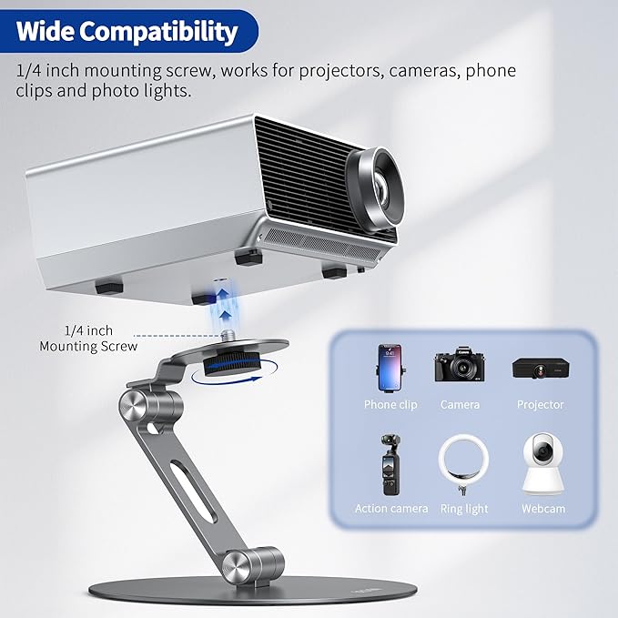 BESIGN PS01 Projector Foldable Mount Stand, Angle Adjustable Projector Stand - Image 5