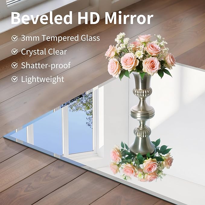 CILIBER 18x24 Beveled Mirror, Frameless Beveled Bathroom Mirrors - Image 4