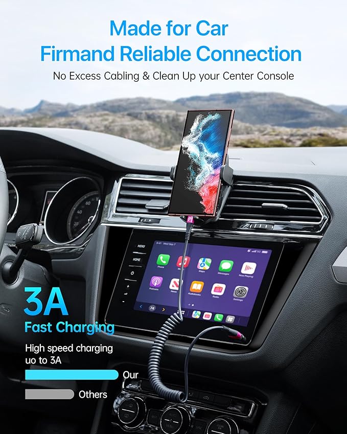Coiled USB A to USB C Cable for Car, 3FT/5FT USB C Cable Fast Charging - Image 3