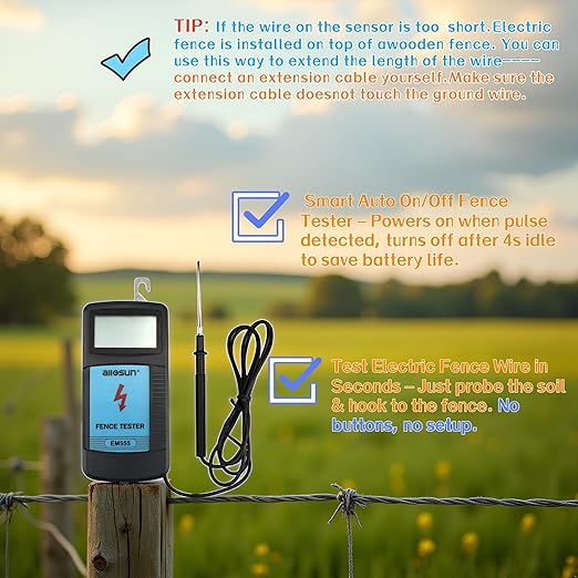 allsun Digital Electric Fence Voltage Tester and Fault Farm Finder, Fence - Image 3