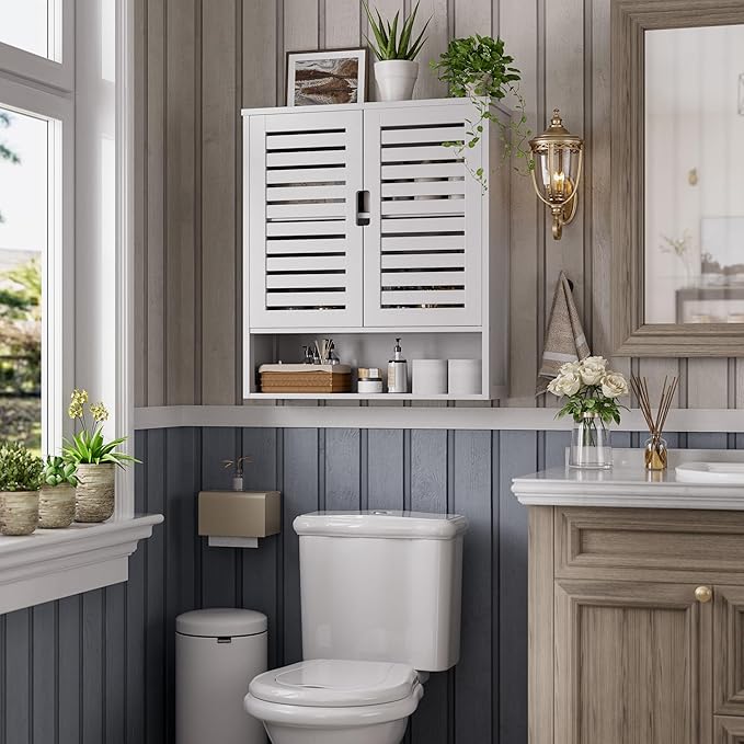 SMIBUY Bathroom Cabinet Wall Mounted, Bamboo Over-The-Toilet Storage Organizer - Image 2