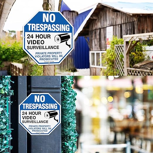 4-Pack No Trespassing Sign Private Property Protected By Video Surveillance - Image 6