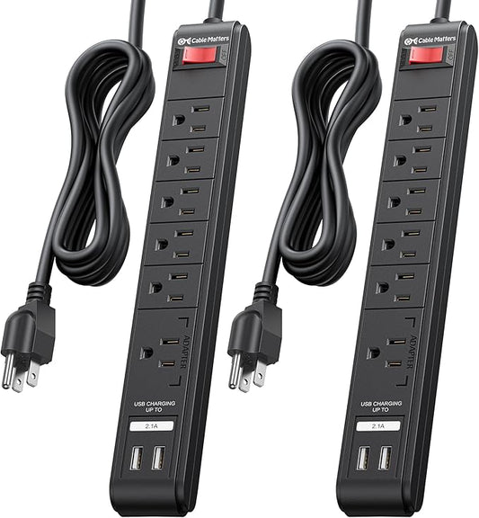 Cable Matters 2-Pack 6-Outlet Surge Protector Power Strip - 8ft by CableMatters