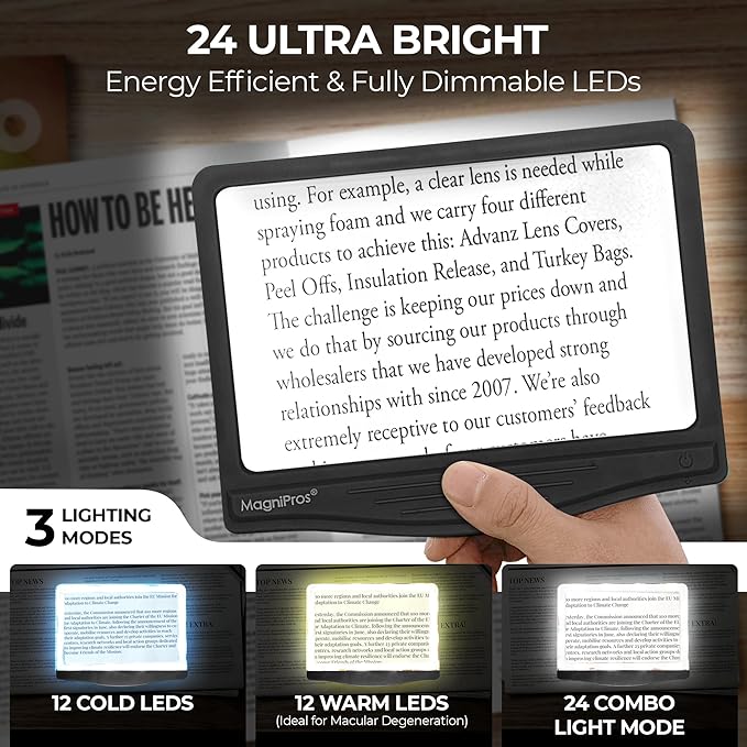 MAGNIPROS Patented 5X Large LED Page Magnifier - Image 6