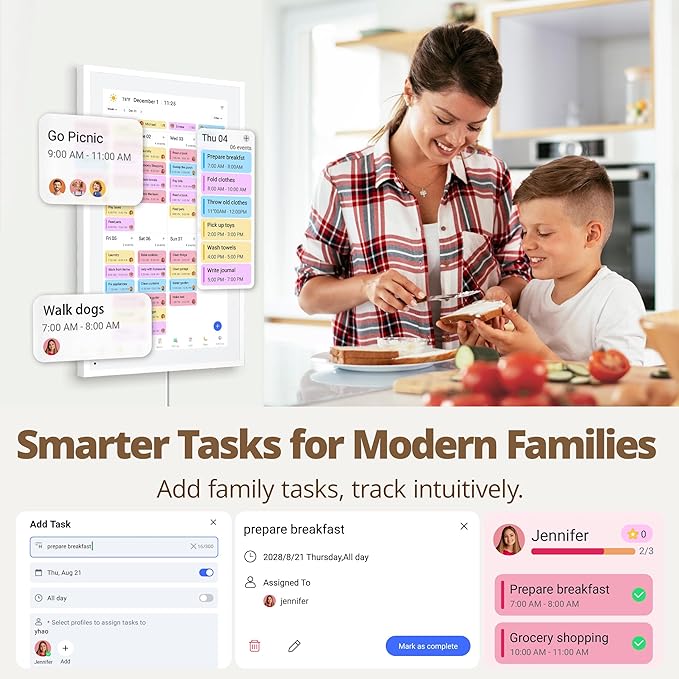Digital Calendar 15.6-inch Smart Chore Chart, Home Electronic Wall/Tabletop - Image 5