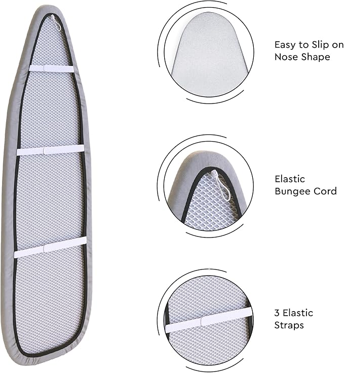 Encasa XO Ironing Board Cover and Pad 54"x18" - 4mm Felt & 2mm Foam Metallized - Image 6