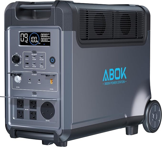 Portable Power Station, 3840Wh LiFePO4 Battery, 3600W Electric Solar Generator by ABOK