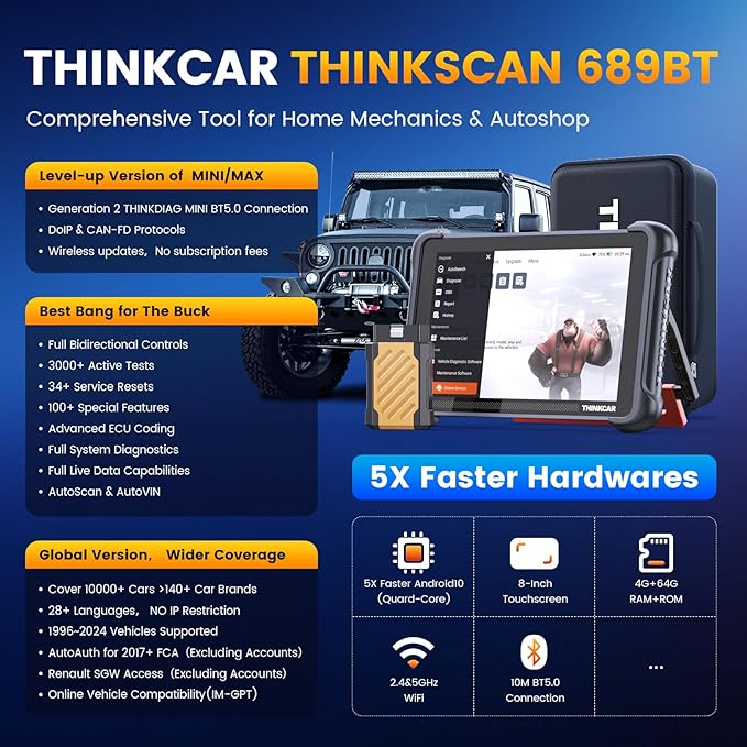 THINKCAR Bidirectional Scan Tool, THINKSCAN 689BT All System Automotive - Image 2