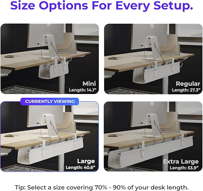 Ascrono Original No Drill Under Desk Cable Management Tray 40.6" - Image 4