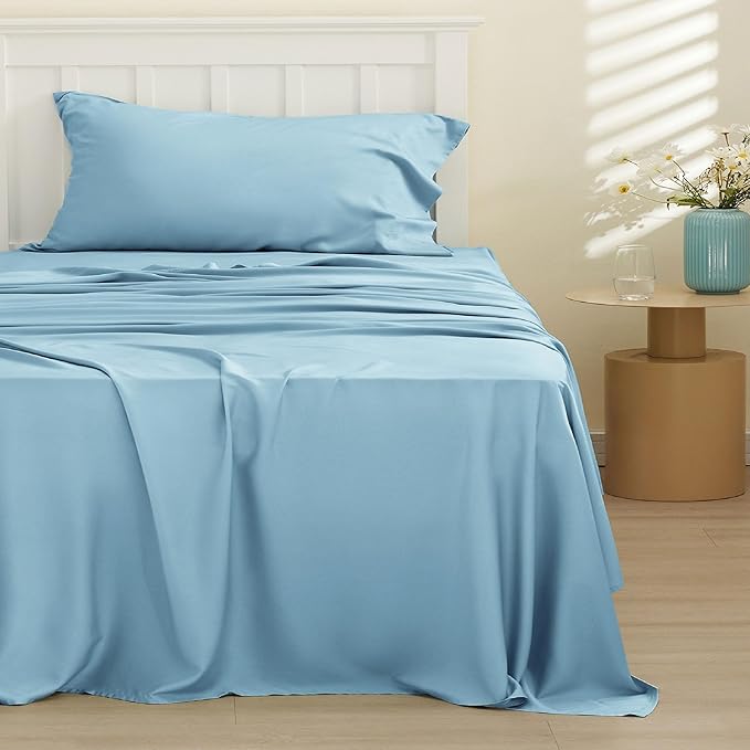 Bedsure Cooling Sheets Twin, Rayon Derived from Bamboo, Breathable & Soft Twin - Image 2
