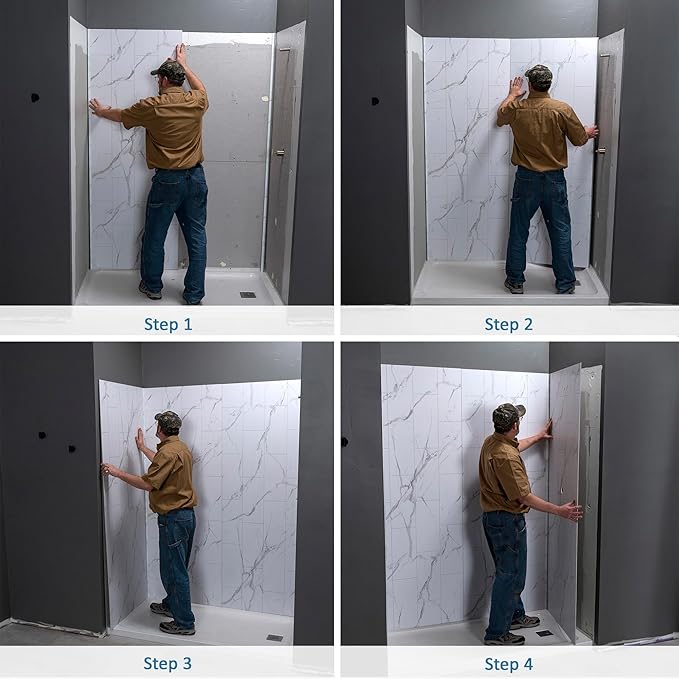 Palisade 78in x 60in x 30in Waterproof Vinyl Shower Surround Kit - Image 5
