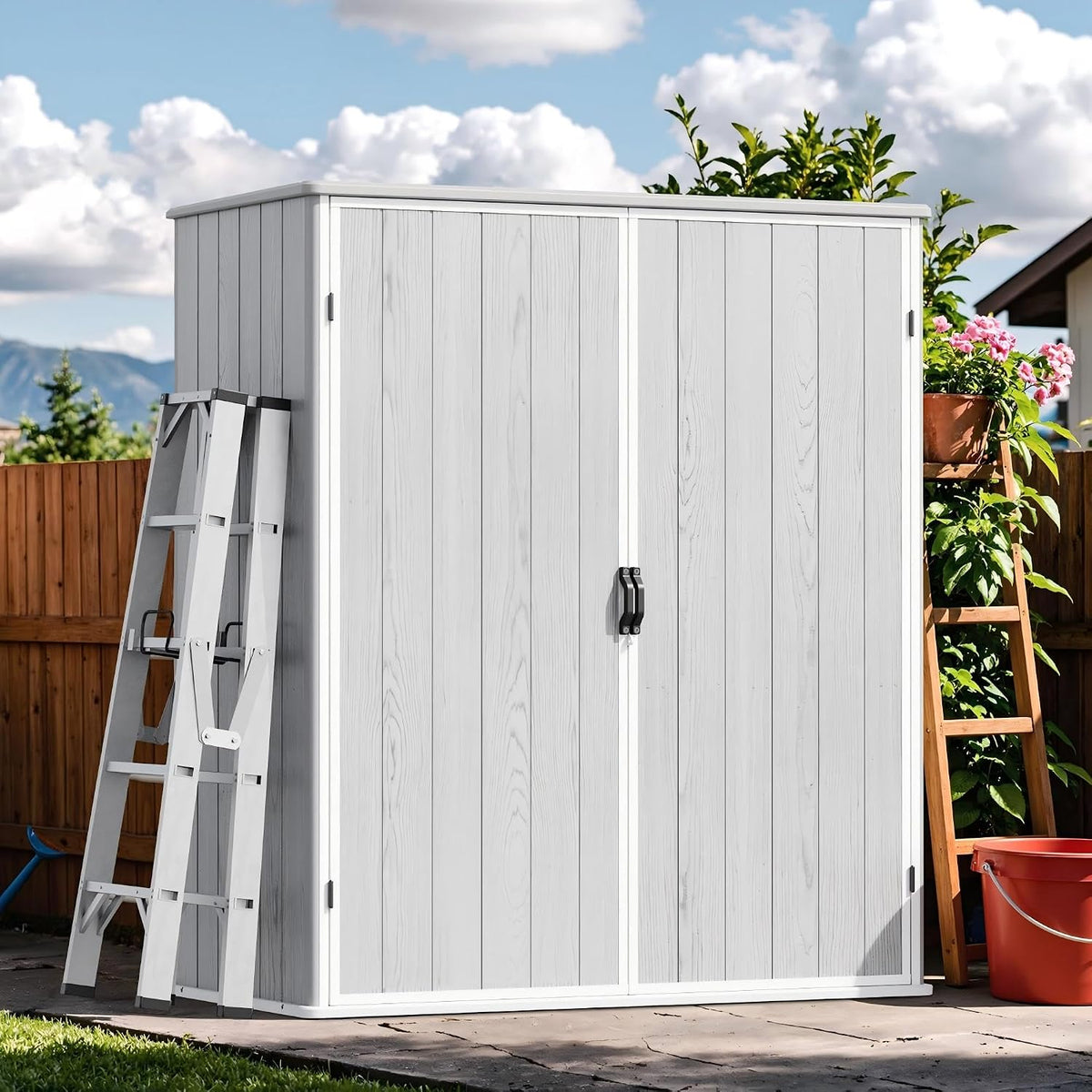 devoko 5x3 ft resin outdoor storage cabinet, plastic, main product view