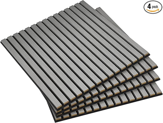 HOMCOM 4 Pack 3D Acoustic Panels, Wood Slat Wall Paneling by HOMCOM