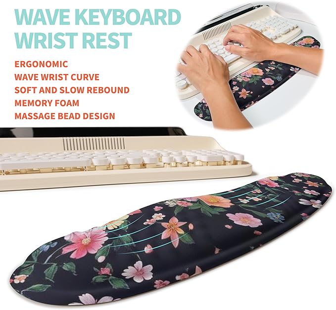 KUOSGM 2-in-1 Ergonomic Set, Wave Rise Keyboard Wrist Rest and Massage Bulge - Image 2