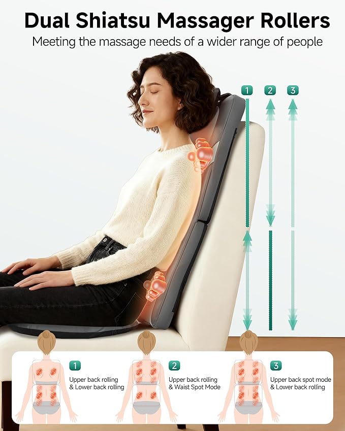 Snailax Gifts for Men Women Chair Back Massager for Full Back Pain Relief Deep - Image 3