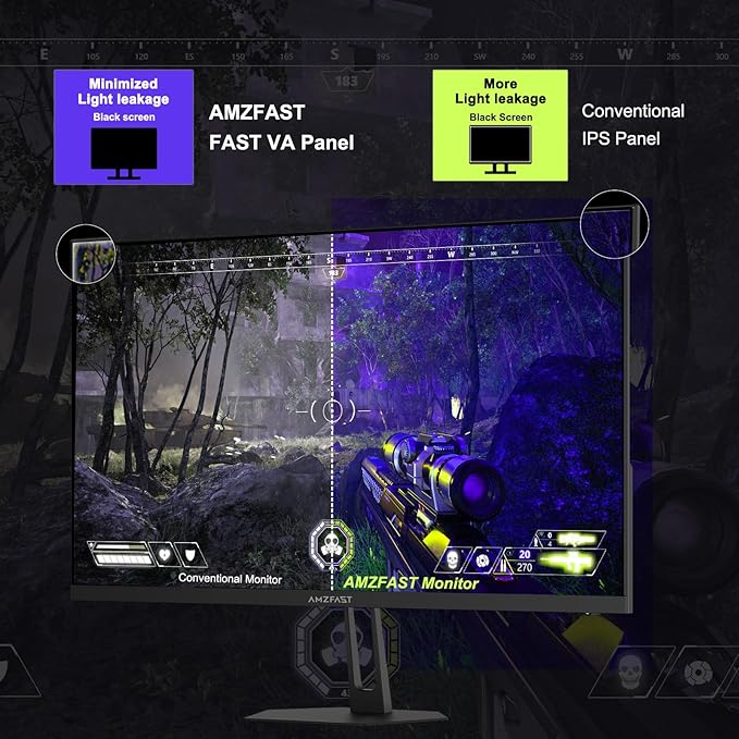 Amzfast 24.5 Inch FHD 280Hz/240Hz Gaming Monitor, 1ms Adaptive Sync, 10 Bit - Image 3