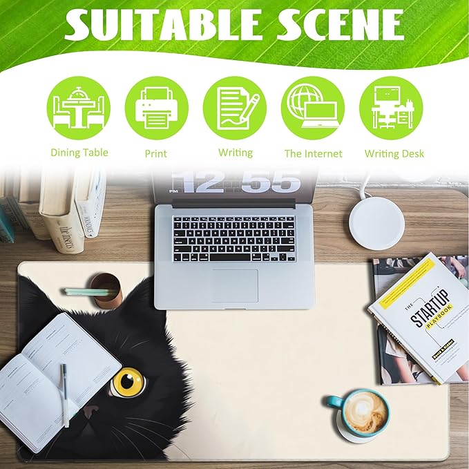 Eflxamz Desk Pad, Cute Cat Large Gaming Mouse Pad - Image 3