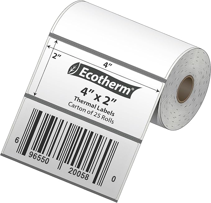 4" x 2" Mobile Printer Labels | 25 Rolls | 7500 Labels | fits Zebra ZQ630 - Image 2
