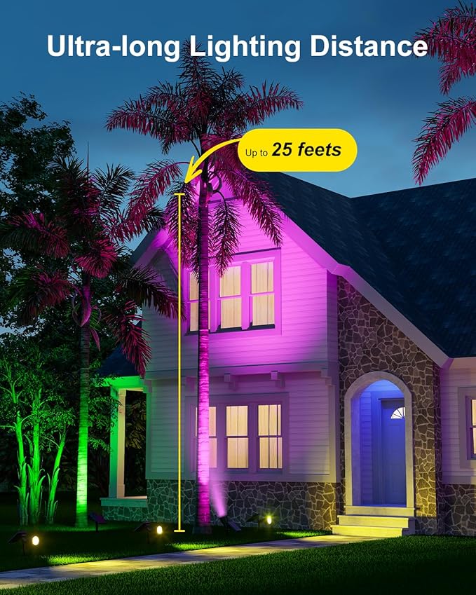 4 Pack Color Changing Solar Spotlights Outdoor Waterproof - Image 2