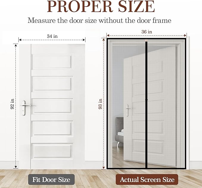 Yotache Magnetic Screen Door Fits Door Size 34 x 92, Screen Size 36" x 93" - Image 2