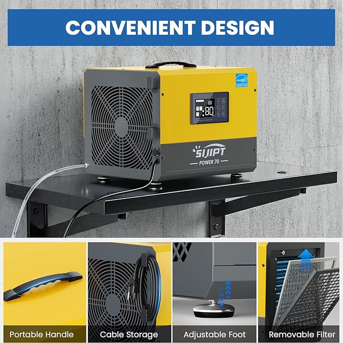 Crawl Space Dehumidifier with Pump, Sijipt 70 Pints Commercial Dehumidifier - Image 6