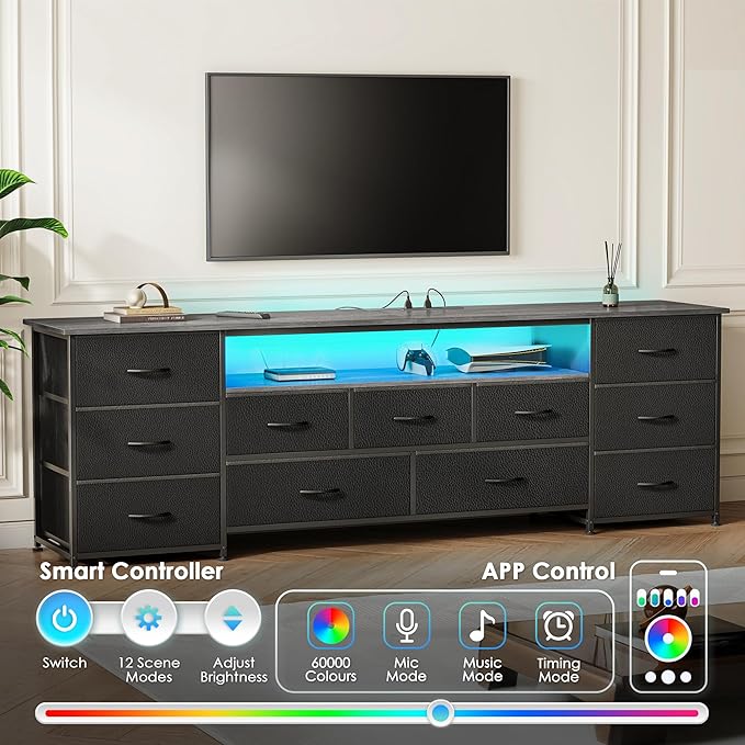 Huuger 70 Inch TV Stand for 75, 80 Inch TV, 11 Drawer Long Dresser - Image 4