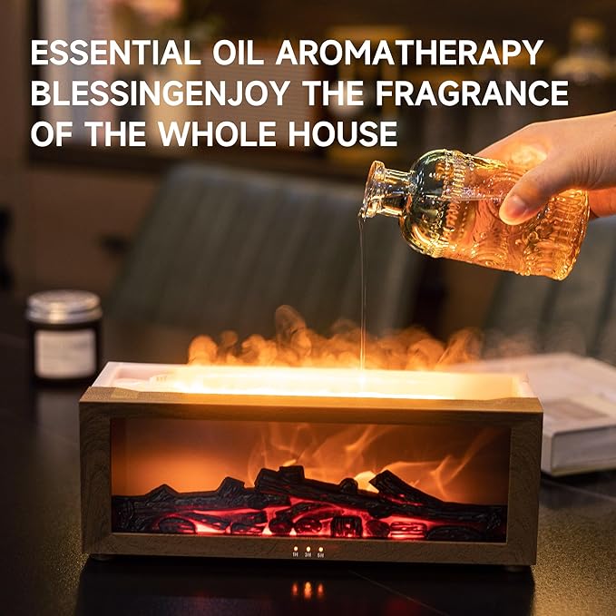 Fireplace Flame Air Diffuser Humidifier, 7 Colors Aromatherapy Essential Oil - Image 4