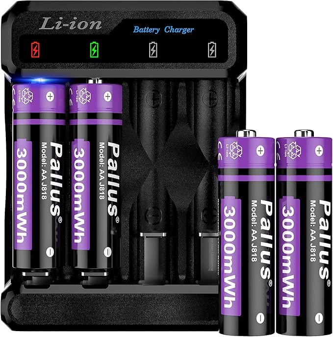 Pallus 1.5v Rechargeable Lithium AA Batteries by Pallus