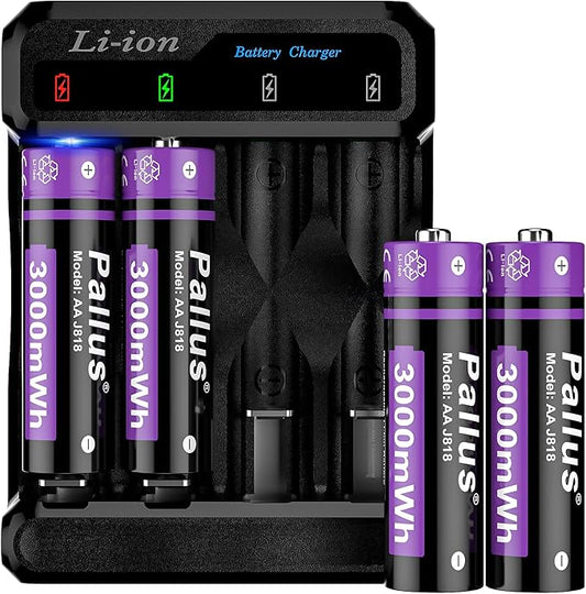 Pallus 1.5v Rechargeable Lithium AA Batteries by Pallus