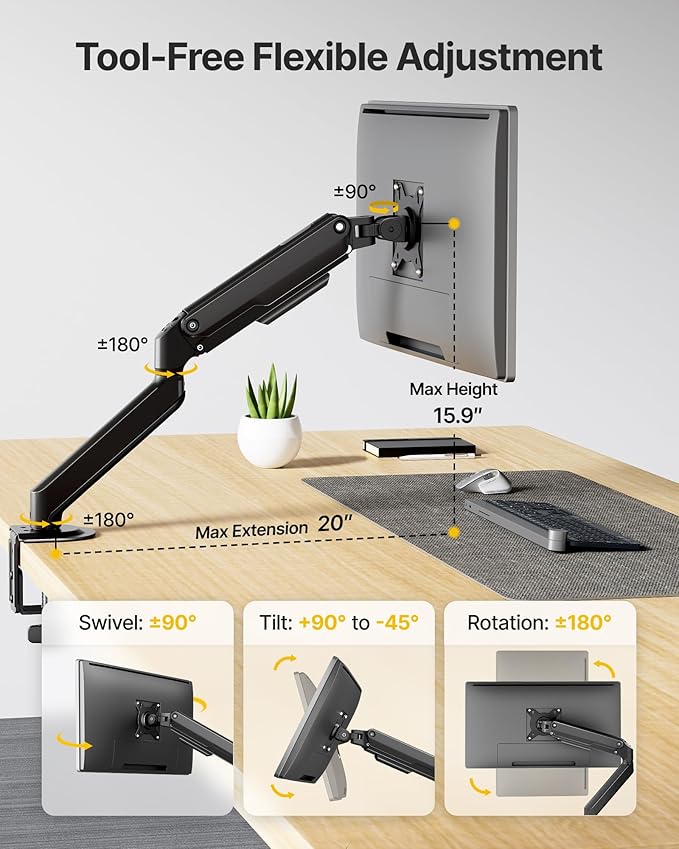 monTEK Single Monitor Arm Mount - Image 3