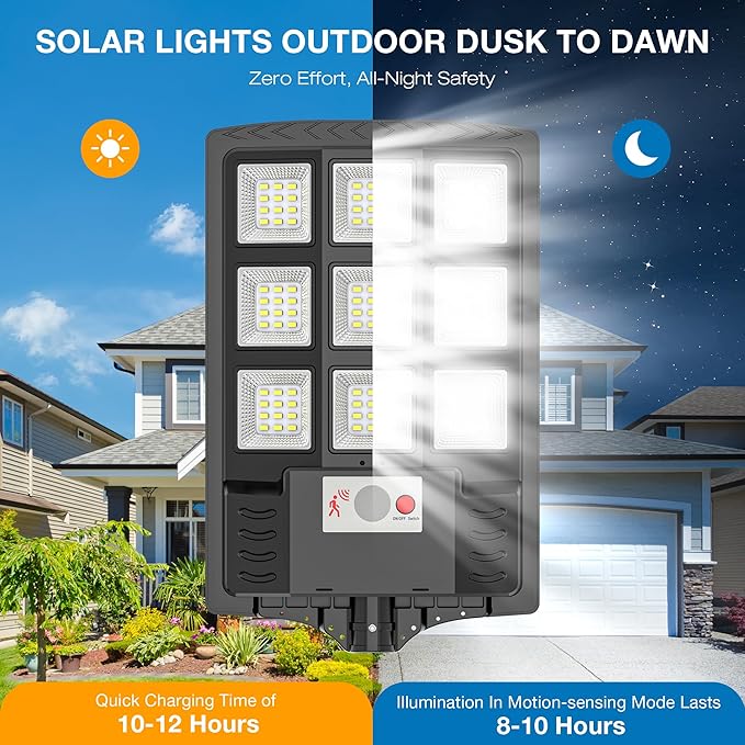 Solar Lights Outdoor, IP66 Waterproof Solar Street Lights Outdoor, 6500K LED - Image 3