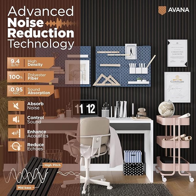 Avana Acoustic Wood Wall Panels – 94.4 X 12.6 Inch Smoke Oak Acoustic Panels 4 - Image 5