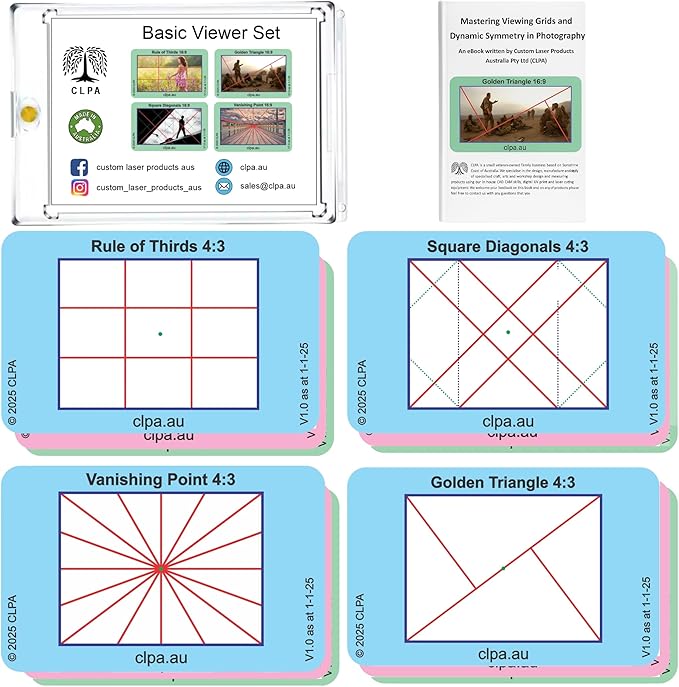 CLPA Basic Photographic Viewfinder Set: Rule of Thirds, Square Diagonals by CLPA