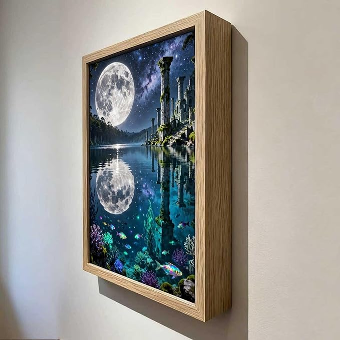 URVIP LED Glowing Photo Frame, 3D Starry-Sky Moon Animal Wall Art, 9x12 Inches - Image 4