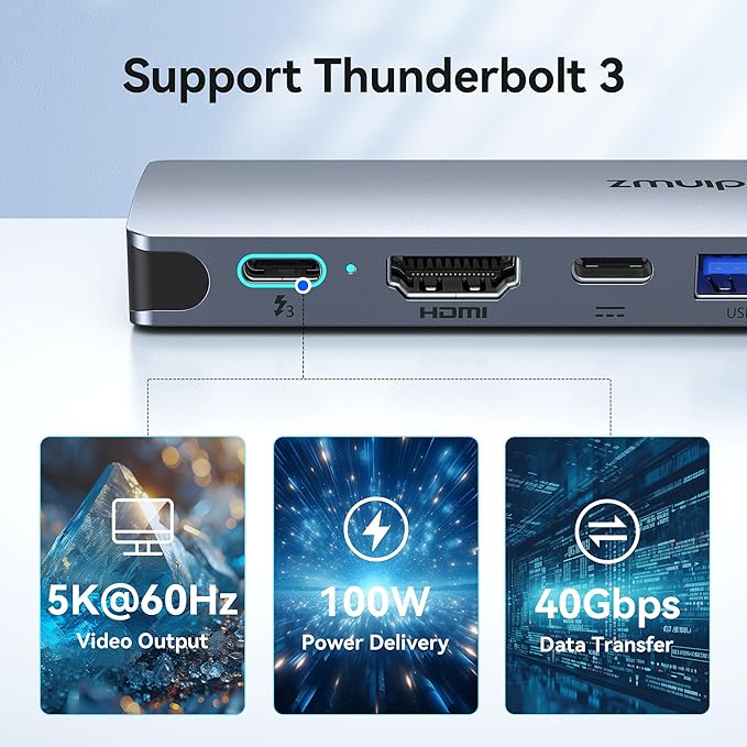USB C Hub Adapter for MacBook Pro Air 2022 2021 2020 2019 Docking Station for - Image 5